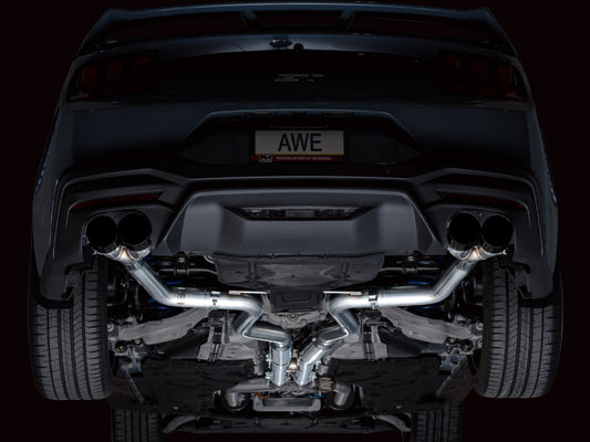 AWE 2024 Ford Mustang GT Fastback S650 RWD Track Edition Cat-Back Exhaust w/ Quad Diamond Black Tips