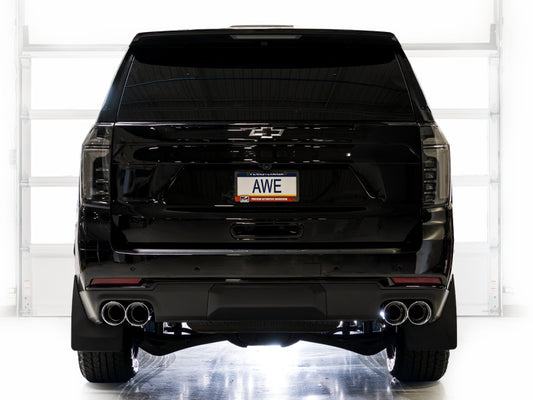 AWE Tuning 2021+ GMC Suburban/Yukon XL 5.3L 0FG Split Rear Exit Catback - Quad Chrome Silver Tips