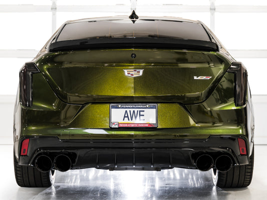 AWE Tuning 2021+ Cadillac CT4-V Blackwing SwitchPath Exhaust - Diamond Black Tips