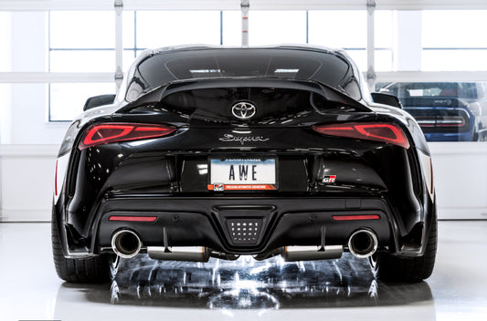 AWE Tuning 2020 Toyota Supra A90 Non-Resonated Touring Edition Exhaust - 5in Chrome Silver Tips