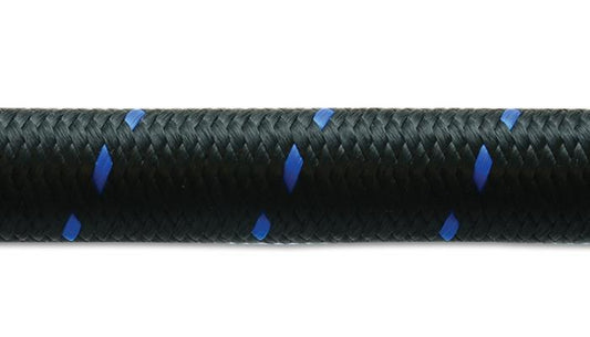 Vibrant -6 AN Two-Tone Black/Blue Nylon Braided Flex Hose (10 foot roll)