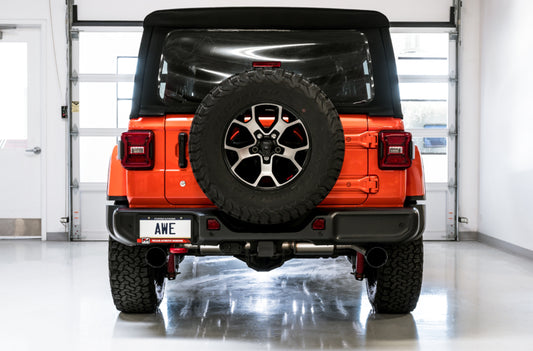 AWE Tuning 2018+ Jeep Wrangler JL/JLU Tread Edition Axle-Back Dual Exhaust - Diamond Black Tips