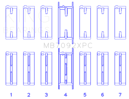 King Engine Bearings Nissan RB26DETT 24V (Size .026) XP Coated Tri Metal Main Bearing Set