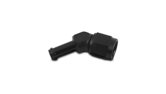 Vibrant -8AN to 3/8in Hose Barb 45 Degree Adapter - Anodized Black