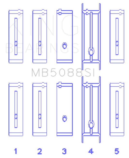 King Engine Bearings Chevrolet/Isuzu Ohv Ln2 (Size +0.50mm) Main Bearing Set