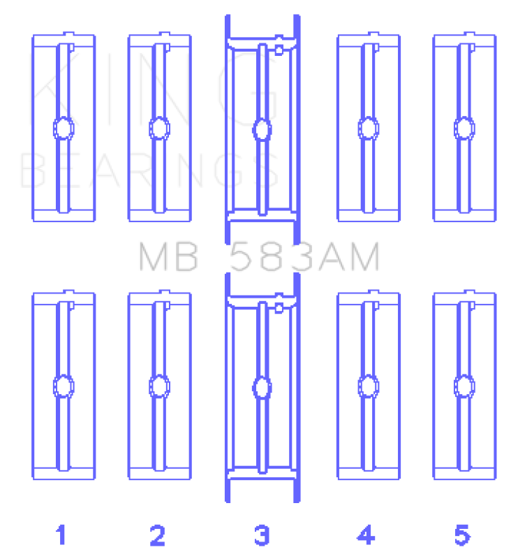 King Engine Bearings Ford 239/256/272/292 (Size .010) Crankshaft Main Bearing Set