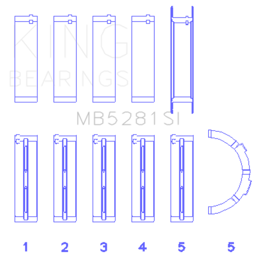 King Engine Bearings Ford 281CI 4.6L V8 (Size +0.5) Main Bearing Set