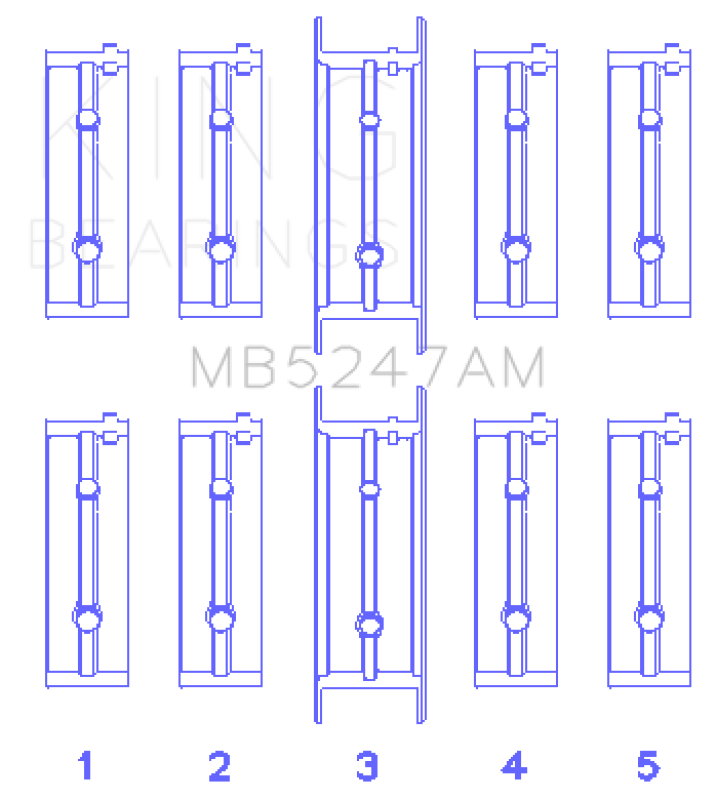 King Engine Bearings Chevrolet L4 2.2L Ecotec AM-Series Main Bearings (Set of 5)