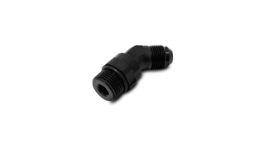 Vibrant -8AN Male to Male -6AN Straight Cut 45 Degree Adapter Fitting - Anodized Black