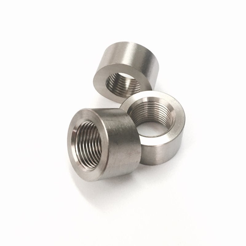 Ticon Industries 3/8in NPT Titanium Sensor Bung 1.5in to 5in Tubing - Coped End - HeadgamesmotorworksHeadgamesmotorworks