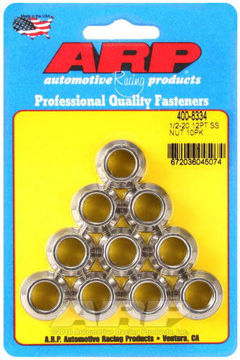 compare product ARP 1/2in x 20 SS 12pt Nut Kit (10/pkg)