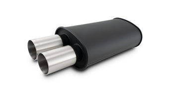 compare product Vibrant StreetPower Flat Muffler Dual 304SS Brushed Tips 9in x 5in x 15in - 3in Dual Inlet