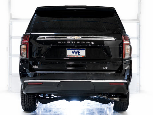 AWE Tuning 2021+ GMC Suburban/Yukon XL 5.3L 0FG Side Exit Catback Exhaust - Diamond Black Tips