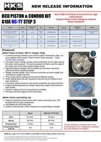 HKS BCD PISTON + CONROD KIT G16E HC-TT S3