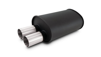 compare product Vibrant Streetpower Flat Blk Muffler 9.5x6.75x15in Body 2.5in In ID 3in Tip OD w/Dual Straight Tips