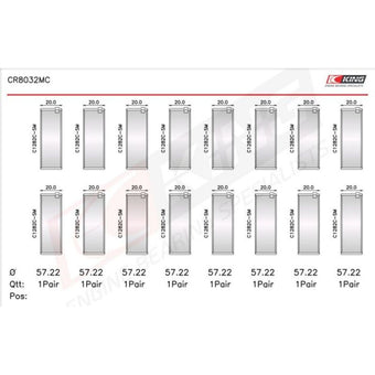 compare product King Engine Bearings Chrysler 345/370 16V  (Size STD) Rod Bearing Set