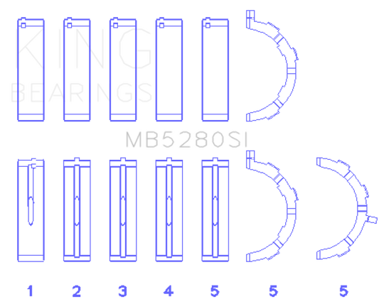 King Engine Bearings Ford 281CI/330CI 4.6L/5.4L V8 (Size +0.5) Main Bearing Set