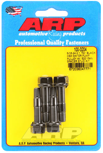 compare product ARP 5/16-24 X 1.750 Black Hex Water Pump Pulley w/ .500in Fan Spacer Stud Kit