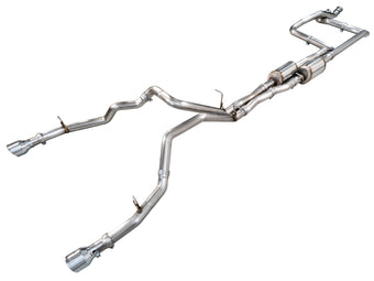 compare product AWE Tuning 2025+ RAM 1500 RHO 3.0 I6 TT 0FG Dual Rear Exit Cat-Back Exhaust - Chrome Silver Tips