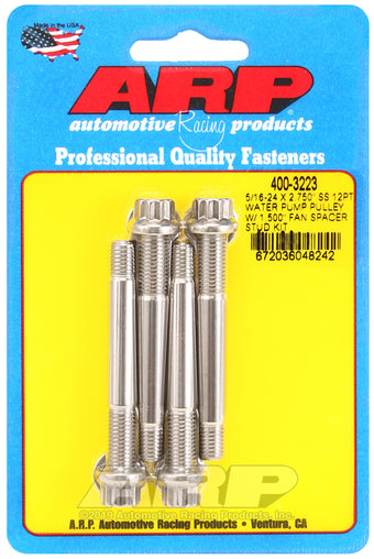 compare product ARP 5/16-24 X 2.750 SS 12pt water pump pulley w/ 1.500in fan spacer stud kit