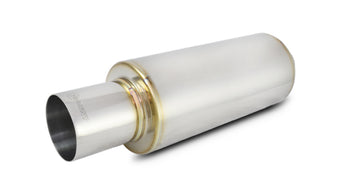 compare product Vibrant TPV Turbo Round Muffler (23in Long) with 4in Round Tip Straight Cut - 3in inlet I.D.