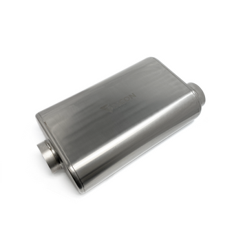 compare product Ticon Industries 17in Overall Length 2.5in Thin Oval Titanium Muffler - 2.5in Center In/Offset Out