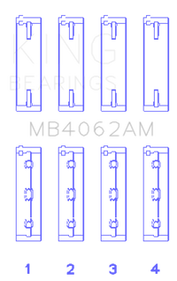 King Engine Bearings Honda / Acura C32A1/C32A6/C35A1 Crankshaft Main Bearing Set (Set of 4)