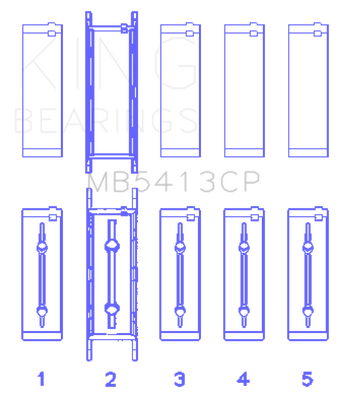 compare product King Engine Bearings Opel LNF/LSJ/L42/61/Z22SE Crankshaft Main Bearing Set (Set of 5)