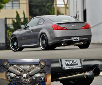 compare product HKS 08-13 Infiniti G37 Coupe Dual Hi-Power Ti Tip Catback Exhaust (SUS304 NO COATING)