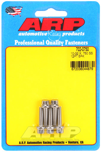compare product ARP 10-32 RH Thread, 0.750 in 12 Point SS 300 Bolts - Set of 5