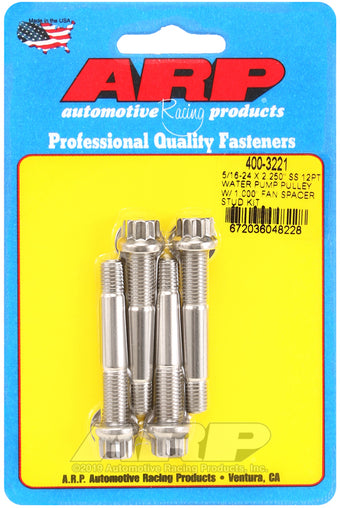 compare product ARP 5/16-24 x 2.250 SS 12pt Water Pump Pulley w/1.000in Fan Spacer Stud Kit