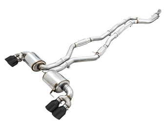 compare product AWE Tuning 2019+ BMW M340i (G20) Resonated Touring Edition Exhaust - Quad Diamond Black Tips