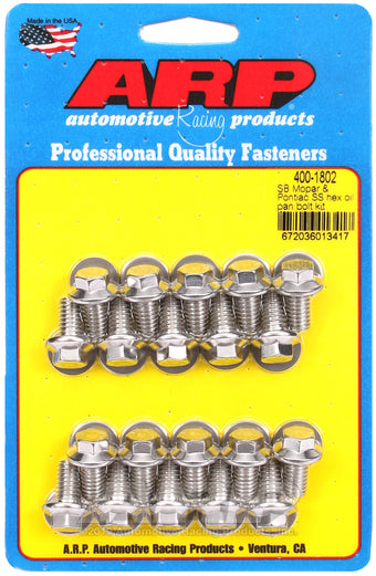 compare product ARP SB Mopar and Pontiac SS Hex Oil Pan Bolt Kit