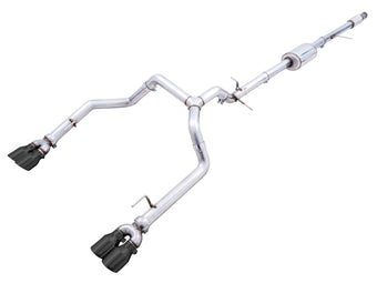 compare product AWE Tuning 4th Gen GM 1500 5.3L 0FG Cat-Back Split Rear Exit (w/ Bumper Cutouts) - Quad Diamond Tips