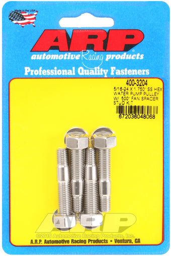 compare product ARP 5/16-24 X 1.750 SS Hex Water Pump Pulley w/ .500in Fan Spacer Stud Kit