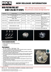 HKS Forged Piston Full Kit G16E 1.75L HC-TT S3