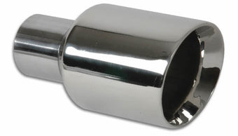 compare product Vibrant 2.50in Inlet I.D. 3.50in Outlet O.D. Round Stainless Steel Tip (Double Wall Angle Cut)