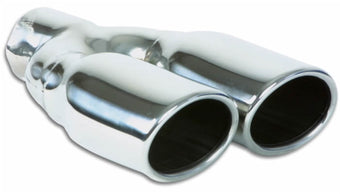 compare product Vibrant Dual 3.25in x 2.75in Oval SS Exhaust Tip (Single Wall Angle Cut Rolled Edge)