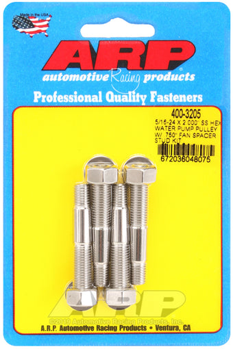 compare product ARP 5/16-24 X 2.000 SS Hex Water Pump Pulley w/ .750in Fan Spacer Stud Kit