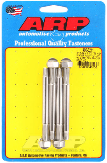 compare product ARP 5/16-24 X 3.500 SS Hex Water Pump Pulley w/ 2.250in Fan Spacer Stud Kit