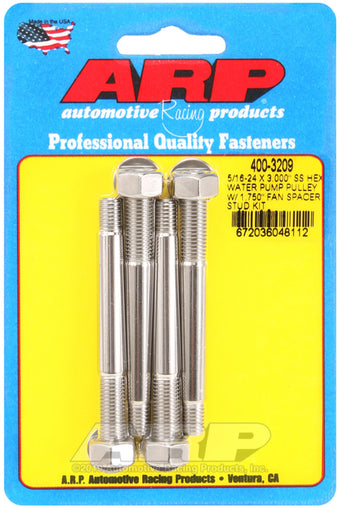 compare product ARP 5/16-24 X 3.000 SS Hex Water Pump Pulley w/ 1.750in Fan Spacer Stud Kit
