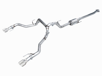 compare product AWE Tuning 2021+ Ford F150 Tremor w/ Bumper Cutouts 0FG Non-Resonated Cat-Back w/ Chrome Silver Tips