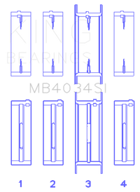 King Engine Bearings Ford 232 (Size +0.50mm) Main Bearing Set