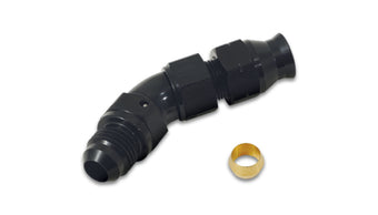 compare product Vibrant 45 Degree 1/2in Tube to Male -8AN Flare Adapter w/ Olive Inserts