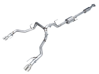 compare product AWE Tuning 2021+ Ford F150 Tremor w/ Bumper Cutouts 0FG Resonated Cat-Back w/ Chrome Silver Tips