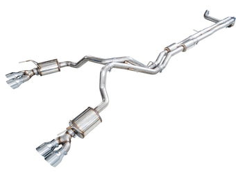 compare product AWE Tuning 2021+ Cadillac Escalade 6.2L ESV 0FG Dual Exit Exhaust System w/ 5in Chrome Silver Tips