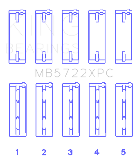 King Engine Bearings Mitsubishi 4B11T EVO X 2007+ (Size 0.5) Coated Performance Main Bearing Set