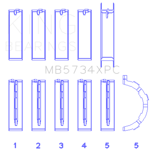 King Engine Bearings Ford 302 CID Coyote (Size STD) Performance Coated Main Bearing Set - Size STD