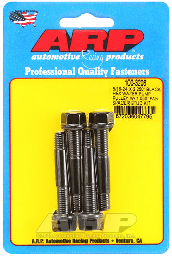 compare product ARP 5/16-24 X 2.250 Black Hex Water Pump Pulley w/ 1.000in Fan Spacer Stud Kit