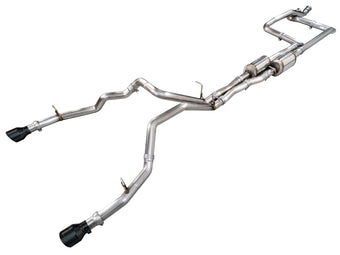 compare product AWE Tuning 2025+ RAM 1500 RHO 3.0 I6 TT 0FG Dual Rear Exit Cat-Back Exhaust - Diamond Black Tips